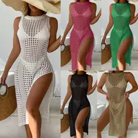  knitted beach sexy swimwear, 2023, европейский стиль, круглое горло, солнцезащита