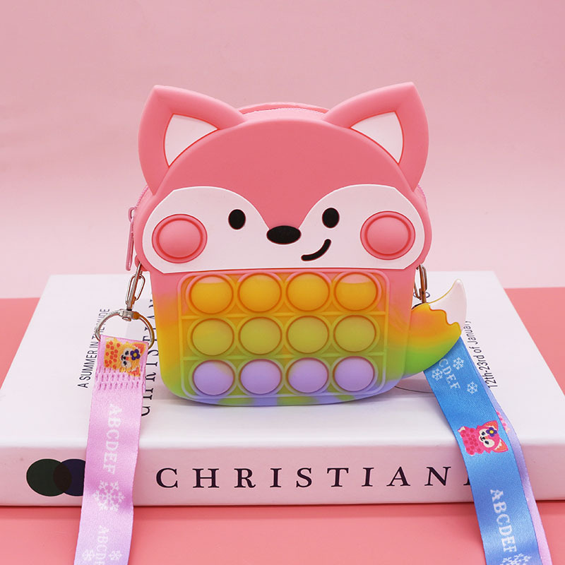 Ratón asesino pionero moneda monedero bolso de los niños de dibujos animados lindo presionando bolsa de silicona unicornio hombro crossbody gato bolsa