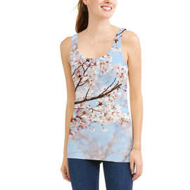 一件代发 夏季新款女士背心 时尚3D印花吊带无袖T恤 女士修身背心