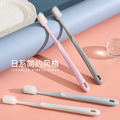 Toothbrush 4 Pack Macaron Bamboo Charcoal Soft Bristles Adult Large Head Travel Family Japanese Unprinted Toothbrush Wholesale