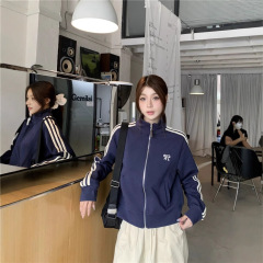秋冬の新型双ファスナーの衛衣の小さい立襟の長袖のコートの女性の刺繍の蝶結びの独特な独特な短い上着