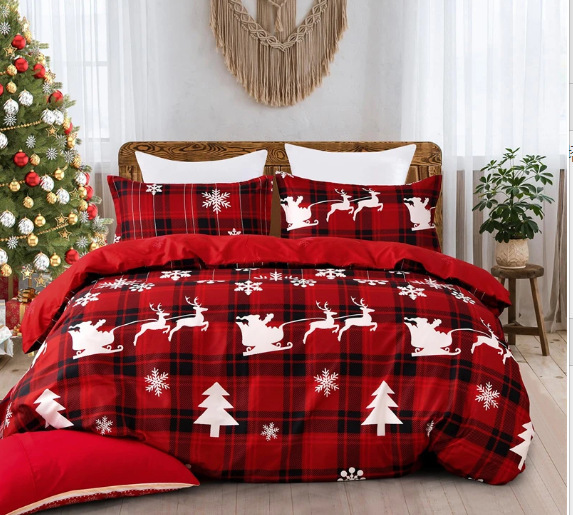 3d Christmas Bedding Set Three Piece Holiday Bedroom Decor_voghion.com