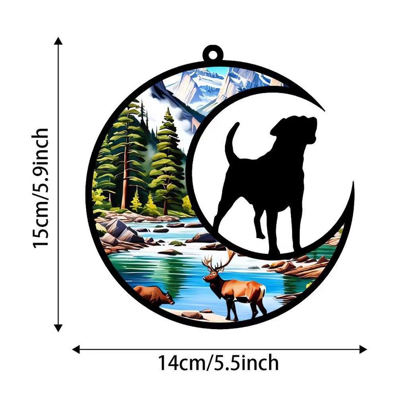 犬記念ギフト月の上の犬カラーアクリルハンギングキャッチャーペット記念シンパシーギフト|undefined