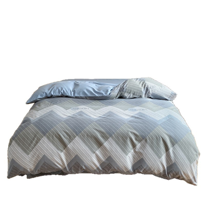 Parure de lit en coton brossé style nordique avec drap housse_voghion.com