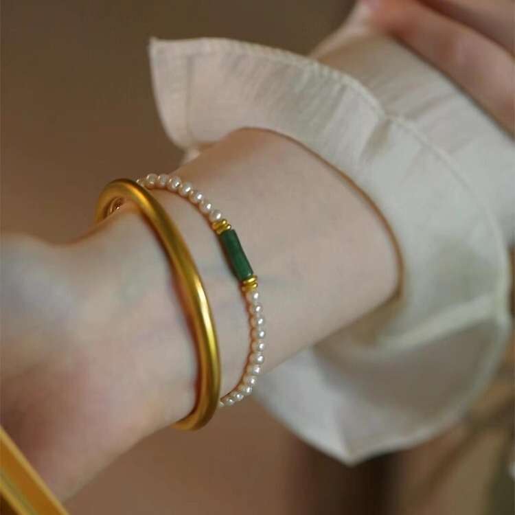 Sterling Silver New Chinese Style Malay Jade Shijia Pearl Bracelet Niche Design Cool Feeling Bracelet Light Luxury Delicate High-end