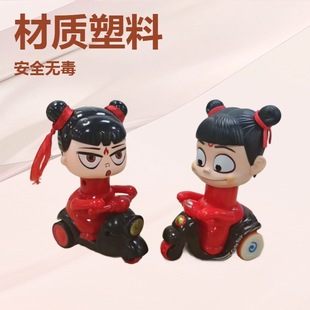 Fun Childhood Brand Nezha Press Cartoon Car Head 360 Degree Rotating Car Toy Wholesale