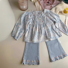 女童襯衫2024春季女寶寶韓版洋氣襯衣小女孩小清新可愛百搭娃娃衫