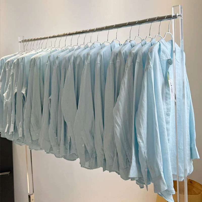 Chao Recommended! so Comfortable! Sky Blue Linen Cool Shirt Women's 2025 Summer Lazy Sun Protection Top