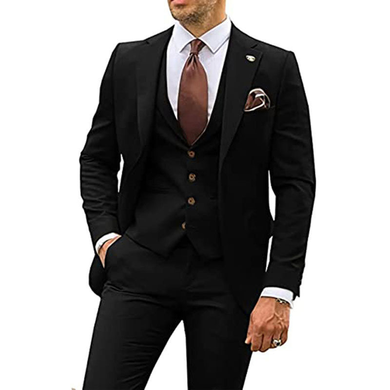 Comercio exterior de Europa y América Amazon AliExpress traje de hombre de tres piezas, tuxedo delgado, vestido de banquete de novio y mejorrino