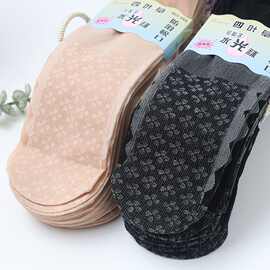 锦纶女士防滑中筒袜月子袜夏季薄款短丝袜宽口花边丝袜短款水晶袜