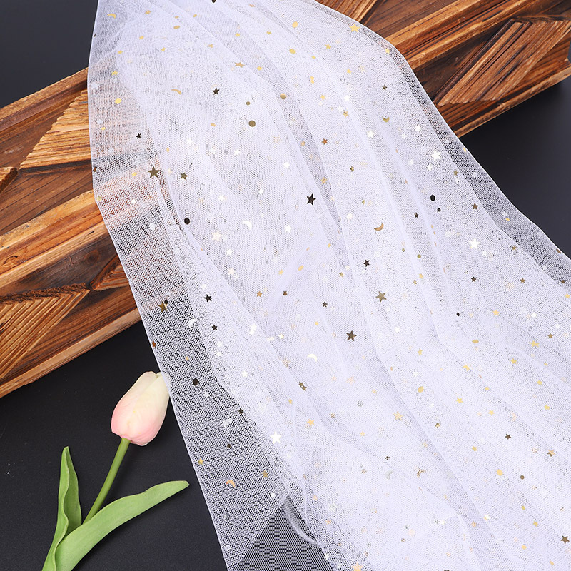 Nuevo 1.5m punzonado malla estrella y luna tela de malla hermosa tela de malla mano canasta de flores decoración dura y suave puede ser ajustada