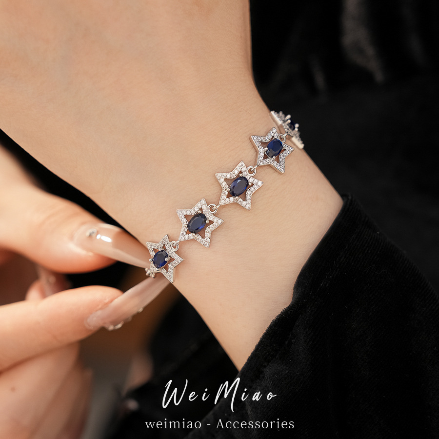 Zircon oval hueco pulsera estrella ligera de lujo nicho de alta sensación pulsera temperamento exquisito joyería de moda versátil image 5