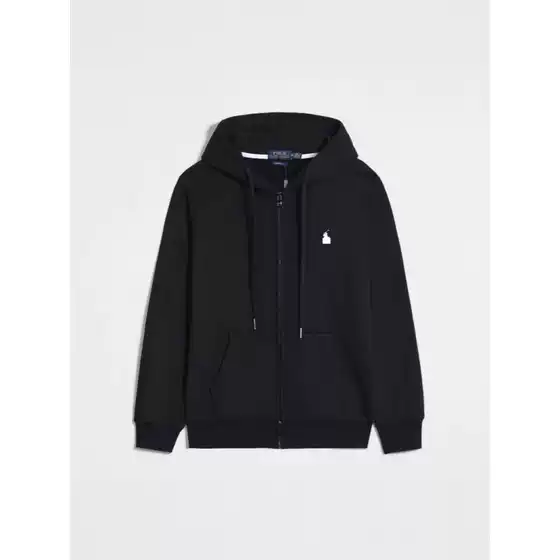 Cross-Border Exclusive Trendy Brand Polo Pony Logo Embroidered Men's Casual Pure Cotton Solid Color Hooded Cardigan