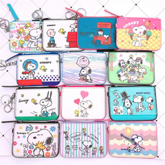 Cute Snoopy bus card protective cover cartoon student meal card access control document card holder with keychain coin purse