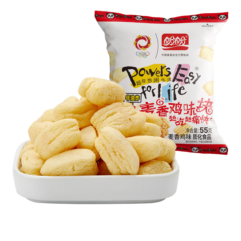 Panpan Maixiang 치킨 맛 블록 55g 대형 가방 캐주얼 도매 배송 식품 스낵 치킨 맛 롤 오리지널 스낵