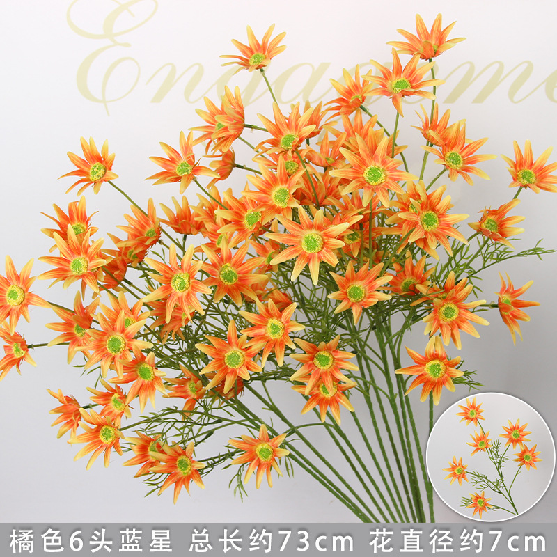 Flores de imitación naranja peonía naranja hortenida neblina orquídea flor flor de boda seda naranja