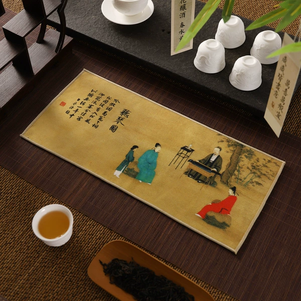 Listen to the piano under the tree 16*30 tea towel