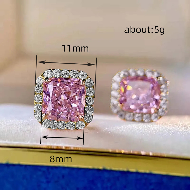 11g Weight Zircon Inlay Material Rings, Earrings, Necklace Classification Daily, Street Occasion Copper Material Square Pattern Women's Gender Inlay Design Shiny Style Shiny Square Copper Inlay Zircon Rings Earrings Necklace 2