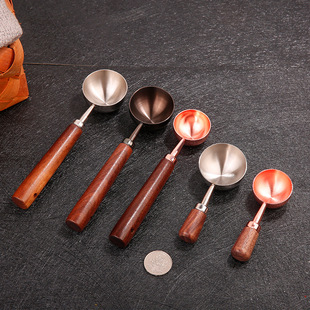 304 stainless steel wooden handle coffee bean measuring spoon tea spoon Baking scale measuring spoon milk powder complementary spoon seasoning spoon