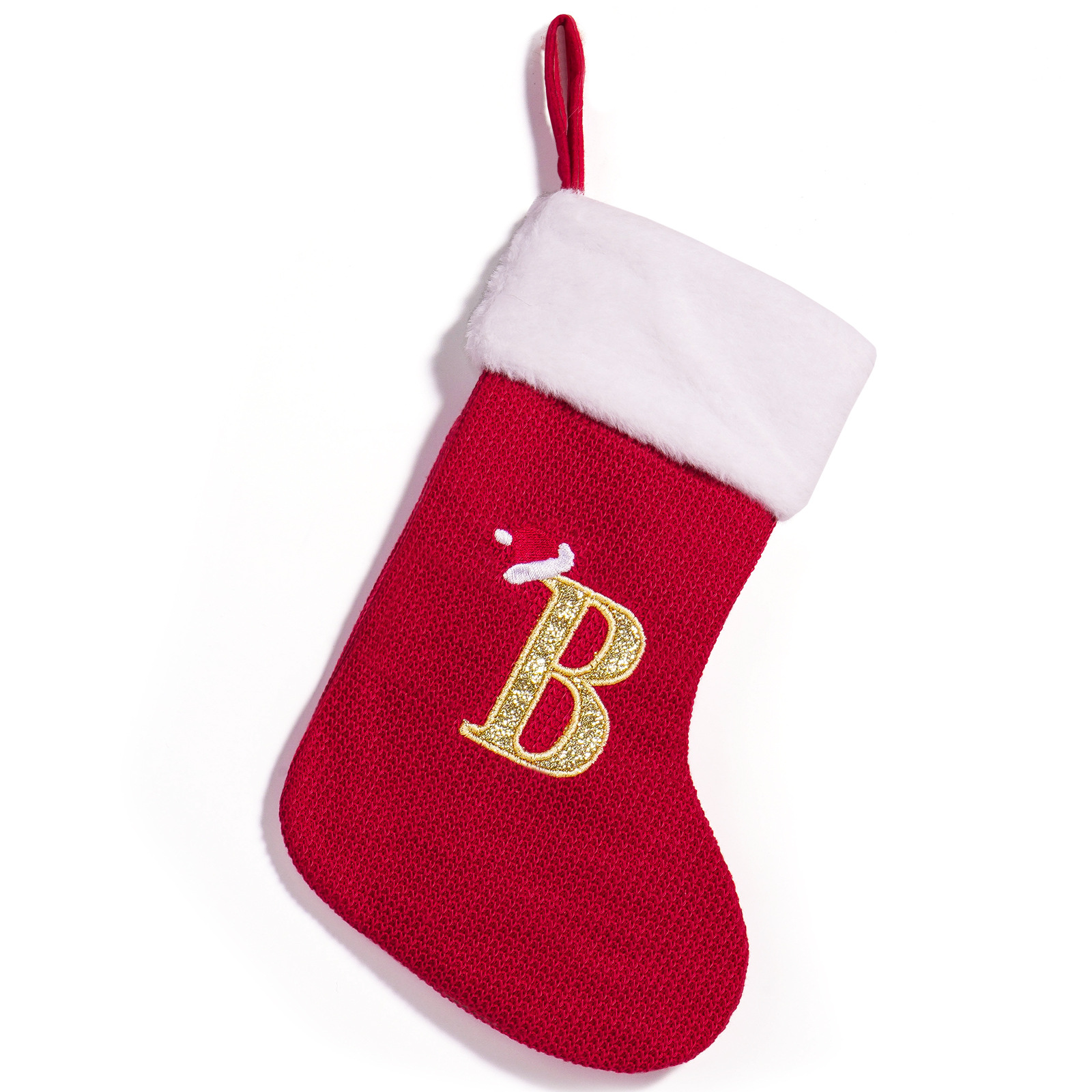 Cross-border nuevo estilo de Navidad rojo 26 letras calcetines de punto de alta calidad colgante de Navidad bordado dulces bolsas de decoración