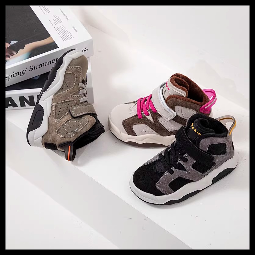 2023 Autumn New Children's Basketball Plush Boys' Running Shoes Fashion Colored Girls' Sports Board Shoe Trend_voghion.com