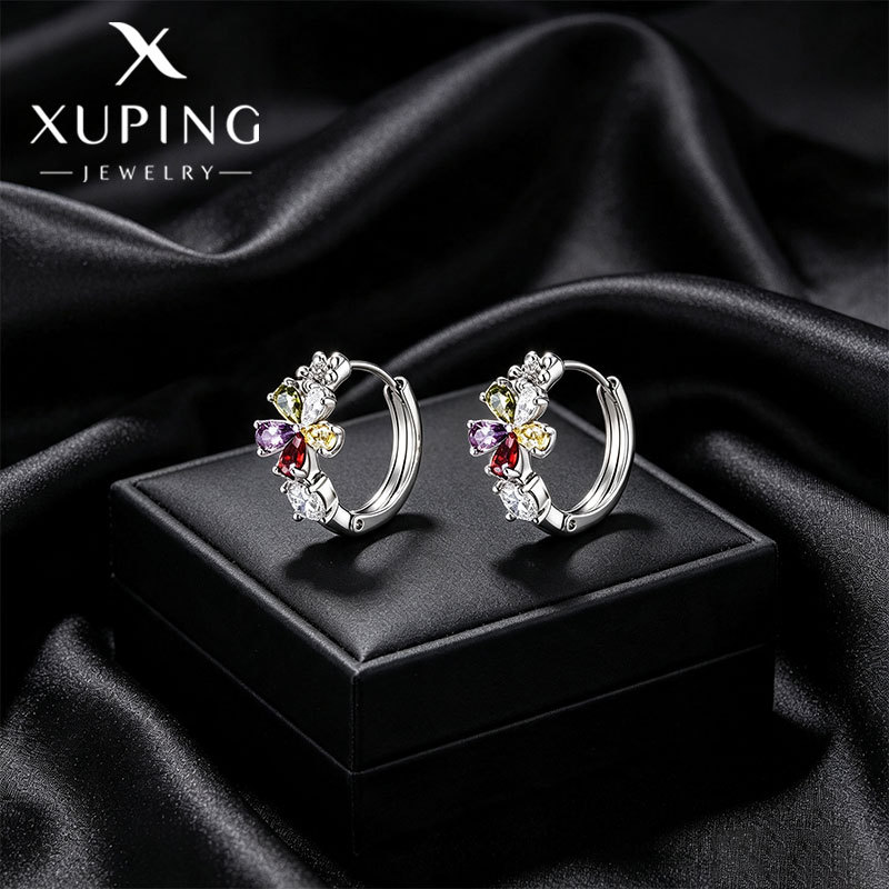 Xuping joyería estilo de moda europea y americana aretes exagerados doble fila brillante aretes de aretes de arroz de arroz pendientes de arroz transfronterizos aretes al por mayor