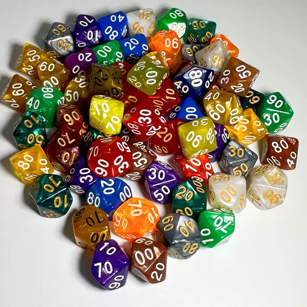 10-sided - 90 Double-digit Dice, Ten-sided Dice, Colorful Dice, Pitcher Sieve