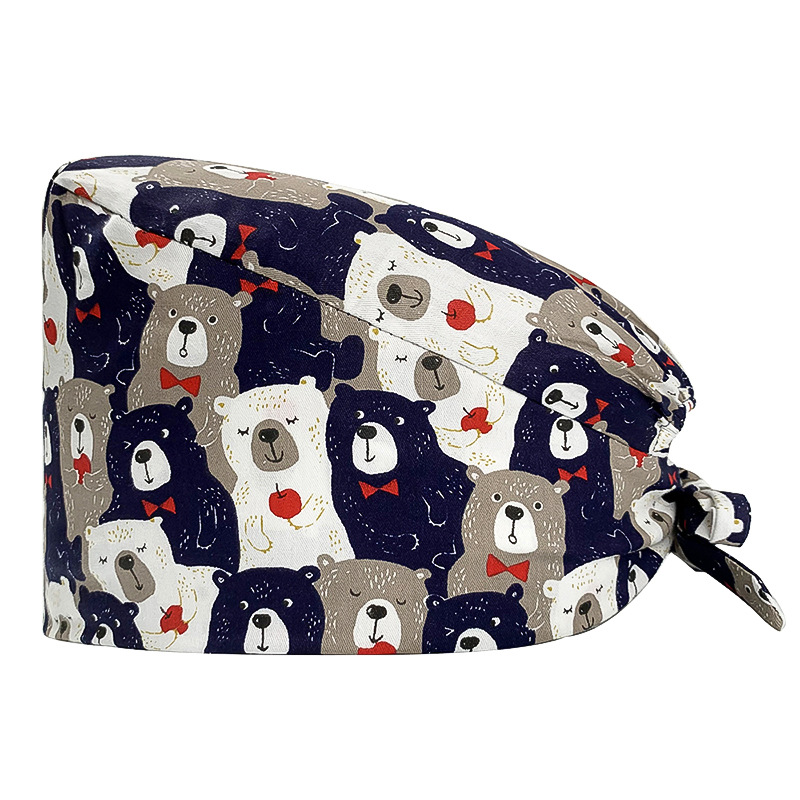 Gorro quirúrgico de algodón puro de las mujeres impreso ajustable calabaza tapa confinamiento quimioterapia a prueba de polvo puntera enfermera trabajo sombrero hombres