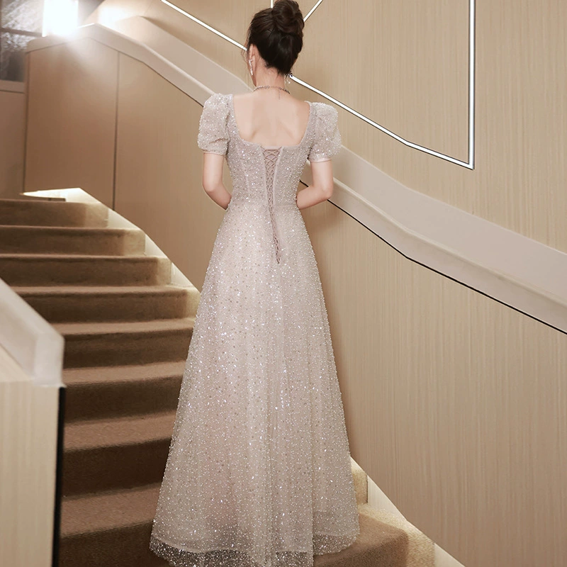 Evening dress, nail sequins, small princess costume, wedding dress, french style, new collection, light luxury style, Birthday gift