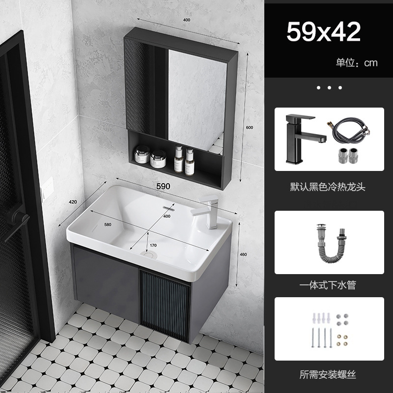 Baño de aluminio espacio puerta de vidrio gabinete de baño pequeño gabinete de lavabo doméstico combinación balcón lavabo piscina