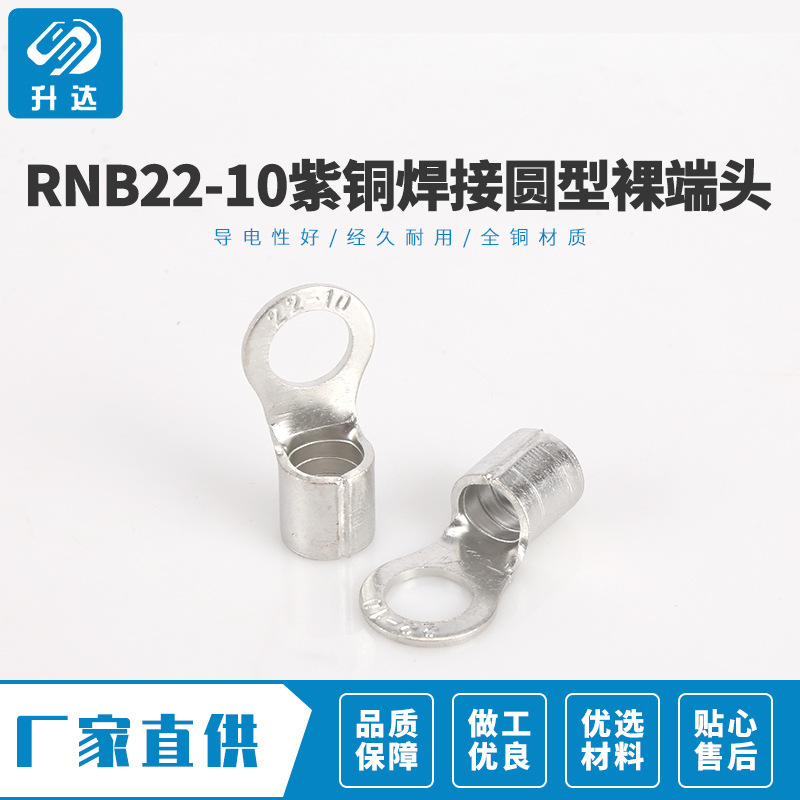 厂家批发 RNB22-10紫铜焊接圆型裸端头电力连接金具 冷压端子