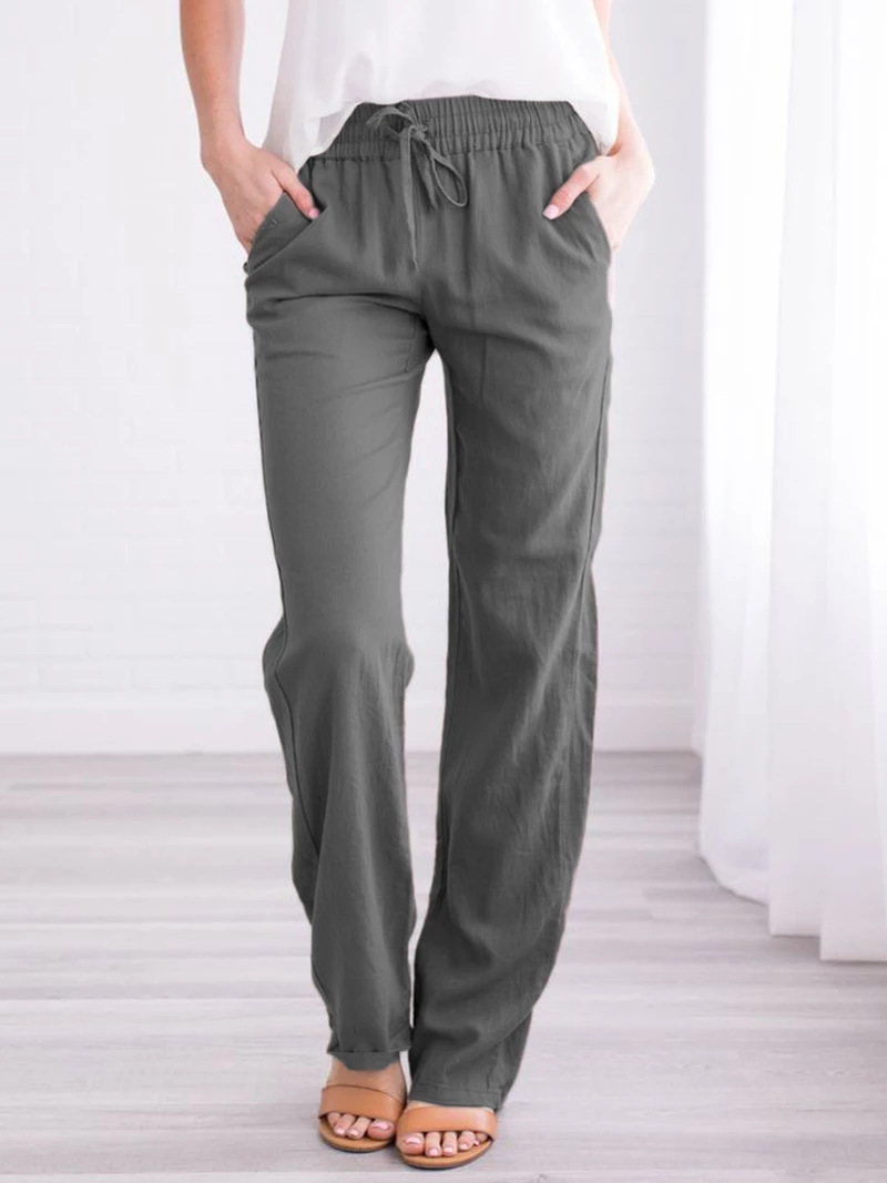 Loose Version Solid Color Pattern Spring, Autumn Season Women's Daily Fashion Solid Color Full Length Patchwork Casual Pants