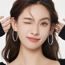 夸张圆圈大耳环欧美潮流明星街拍刘亦菲同款大耳圈圆圈菱格纹耳饰