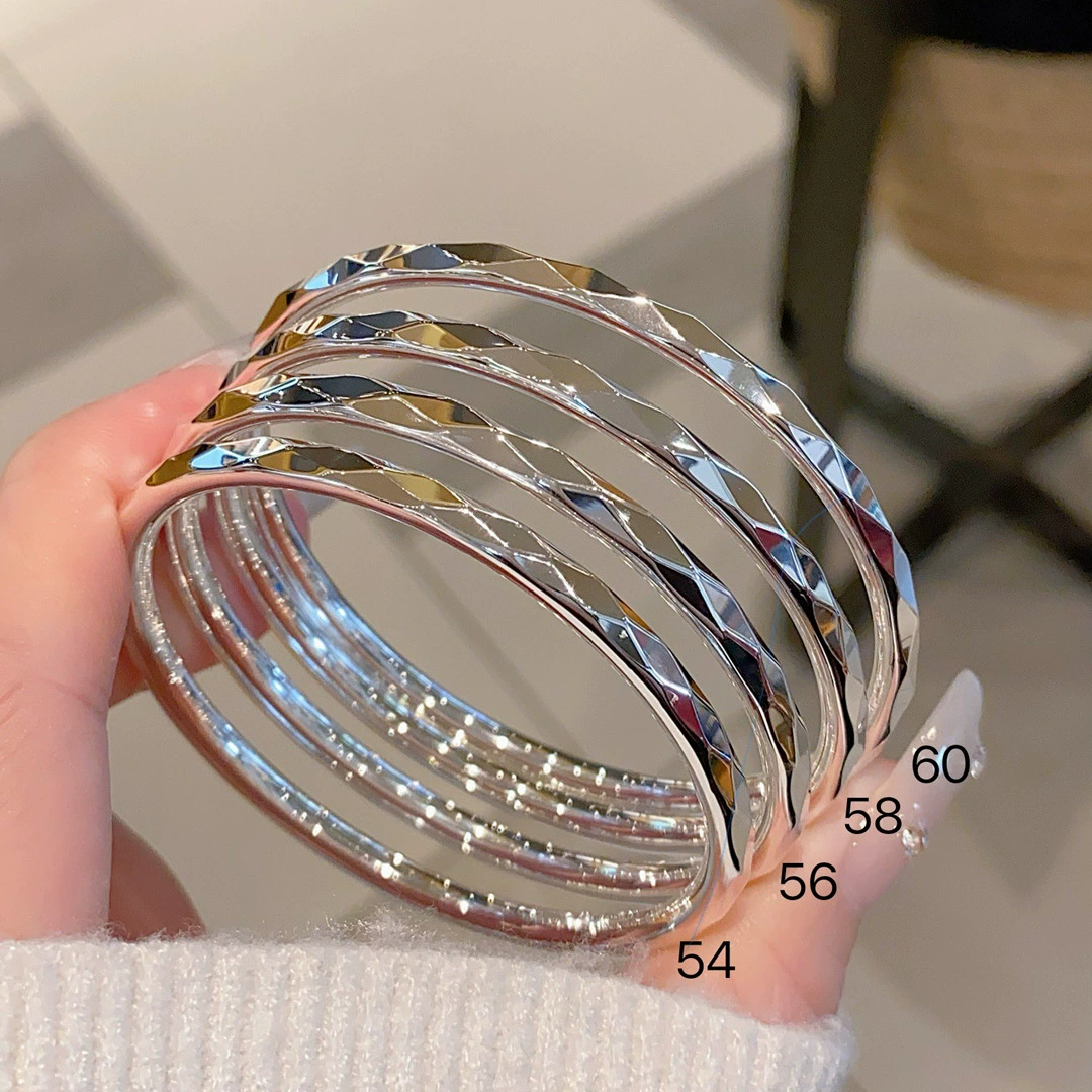 卡菲尔 Glossy universal ethnic silver bracelet, ethnic style