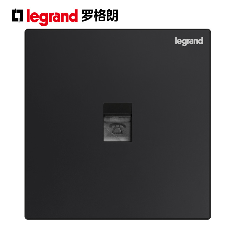 罗格朗开关插座逸景碳素黑 一位固定电话插家用暗装86型墙壁面板