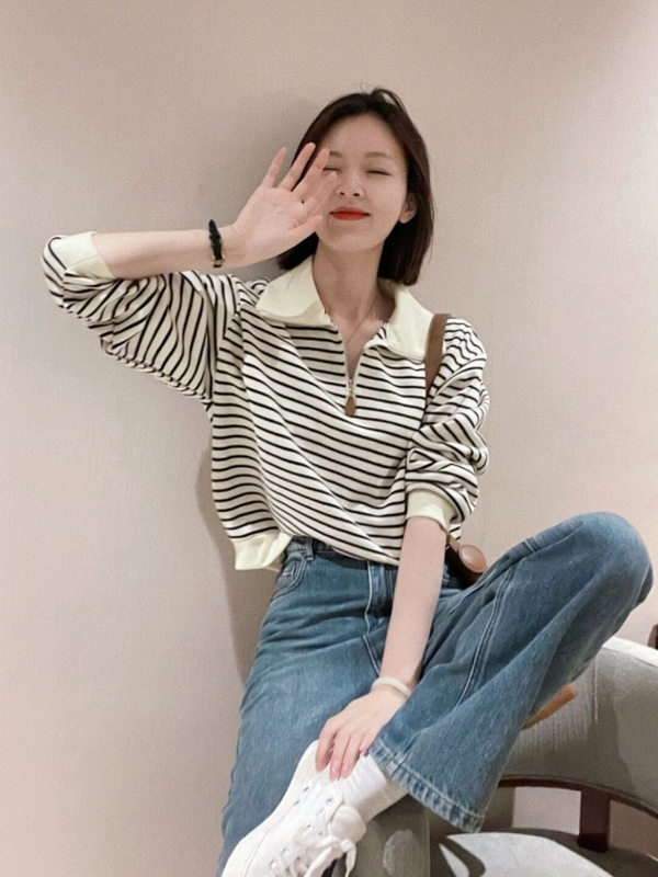 条纹毛衣早春秋冬季2025年新款女装卫衣外套女百搭宽松显瘦针织衫|undefined