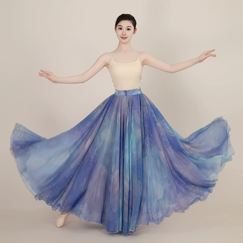 Новинка: юбка для классического танца 900 градусов, оригинальная, с принтом, двухслойная, юбка для классического танца 720 градусов, с большим размахом, полуюбка