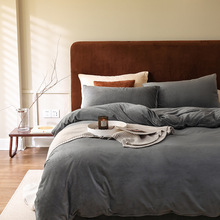 加厚天鹅绒四件套纯色水晶绒双拼法兰绒加厚牛奶绒床上用品四件套