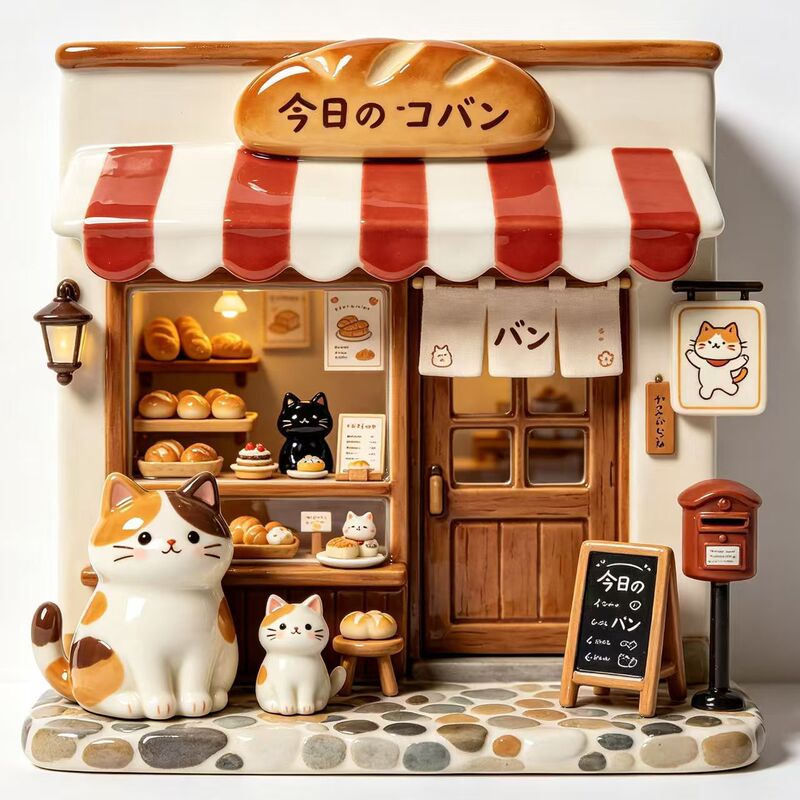 Cat House [Bakery] Resin Relief 3D Refrigerator Magnet Creative Personalized Decorative Souvenir High-End Magnetic Style