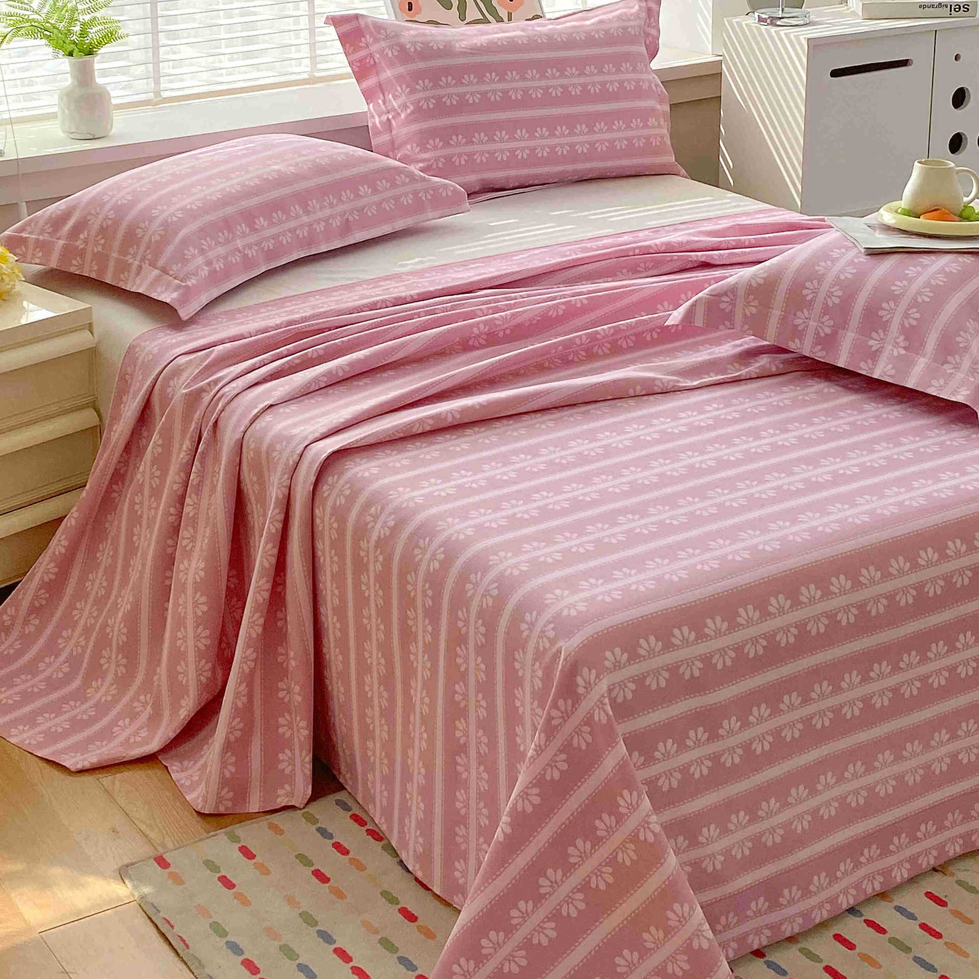 Sábanas de tela gruesa vieja de verano, dormitorio de estudiantes de una sola pieza, funda de cama individual, funda de almohada individual, juego de tres piezas, nuevo estilo 2025