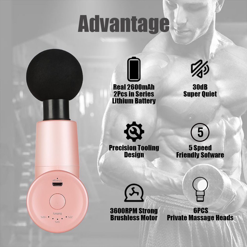 迷你筋膜枪超静音肌肉按摩器8mm冲程跨境专供源头深圳无刷电机