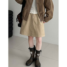 鹿西 韩系简约灯芯绒半身裙女秋季新款百搭高腰显瘦包臀短裙1737
