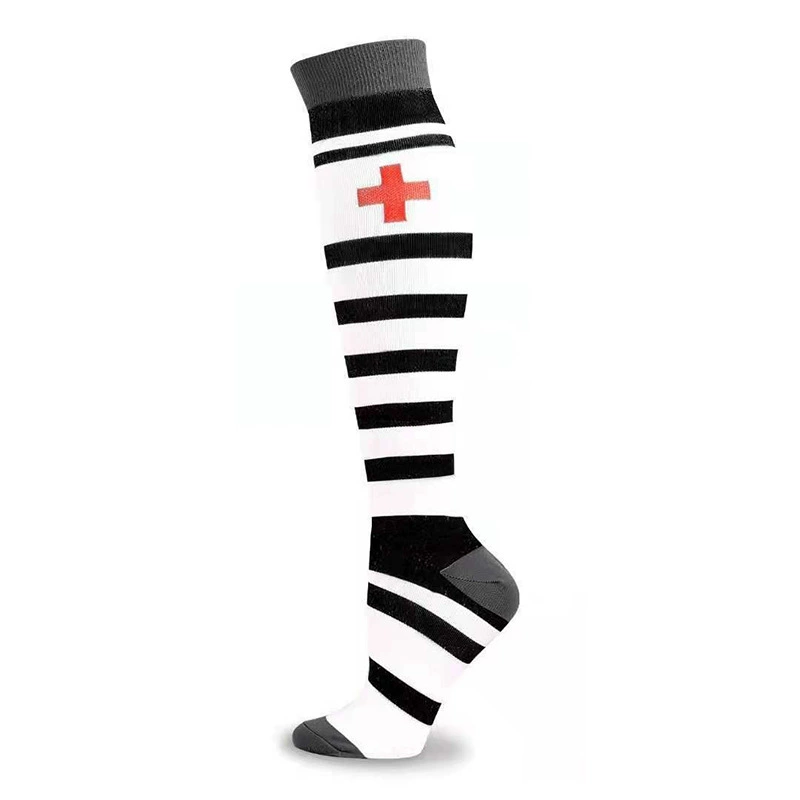 Compression Running Socks, Unisex Jacquard Knee-High Socks, Multiple Patterns, S/M & L/XL