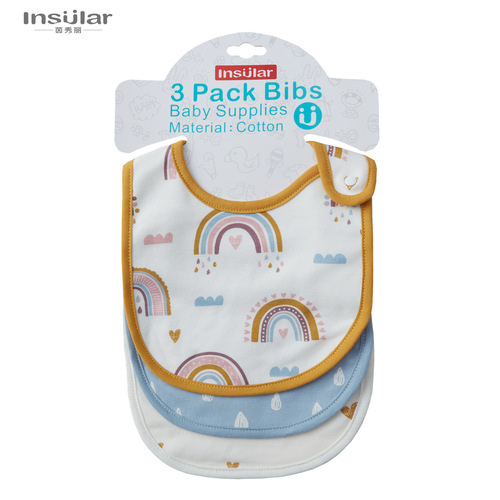 Cross-border 3 pack cotton cartoon baby bibs baby bibs newborn snaps saliva towels on behalf of