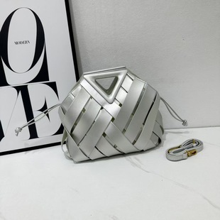 Cross-Border New Style Basket Bag Bv Woven Women's Bag Inverted Triangle Magnetic Buckle Birdcage Bag Handbag Shoulder Crossbody Bag
