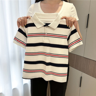 Children's Polo Shirt Stripesd Ice-Feel Pique Breathable and Comfortable 2025 New Trendy and Handsome Boys' Short-Sleeved Hot Style