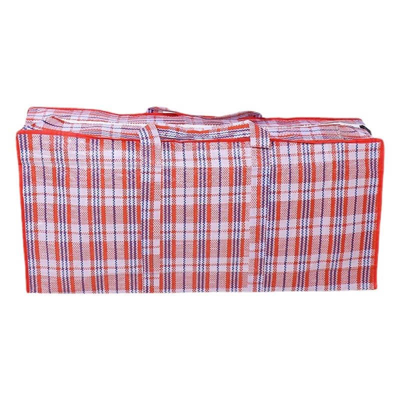 Large capacity thick moving bag migrant workers home luggage bag Plaid portable travel bag large woven bag wholesale