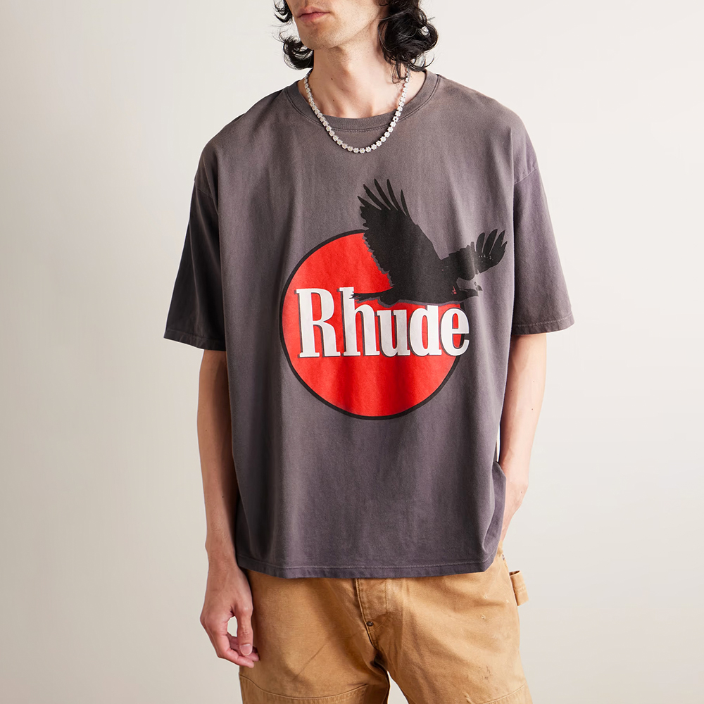 American retro Rhude Eagle Eybolt Printing Letter Short Sleeve…