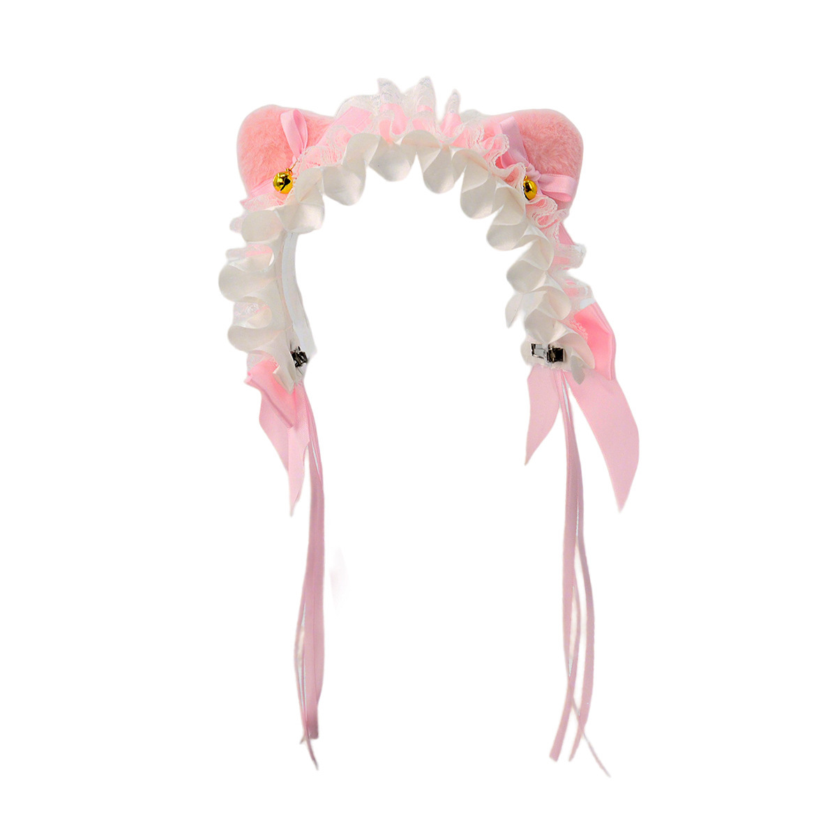 Lolita orejas de gato adornamiento de cabello arco campana de encaje borde clip de cabello banda de malla pulsera de hilo orejas de animales correa de cabello