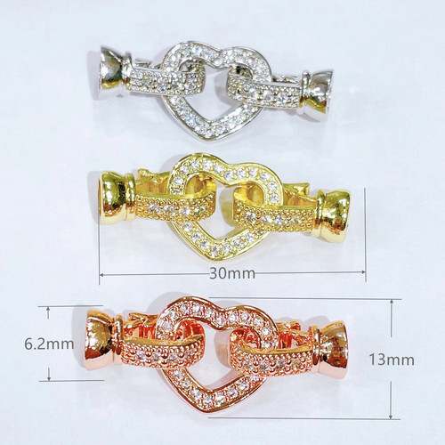 Pearl buckle 18k color-preserving gold-covered zircon round love figure eight-shaped bracelet buckle buckle diy handmade necklace buckle
